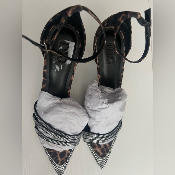 New INC International Concepts Women's Leopard Print Heels Rhinestone size10 - Picture 2 of 5